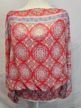Bohemian Red Printed Blouson Skirt